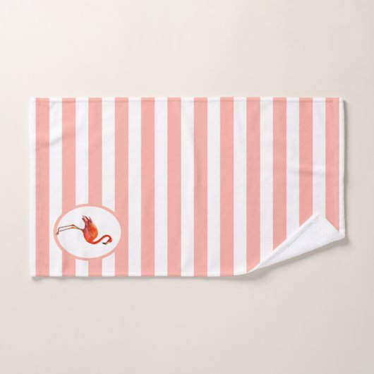 Flamingo op koraal & witte stripteasdoekset bad handdoek (Handdoek)