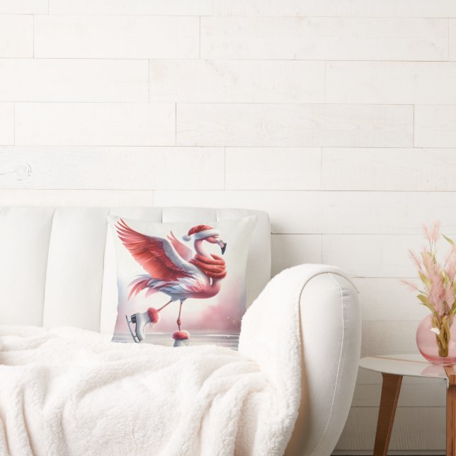 Flamingo op Schaats Kussen (Bank)