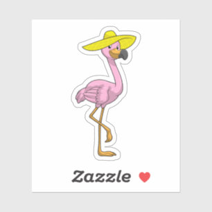 Flamingo op strand met Pet Sticker