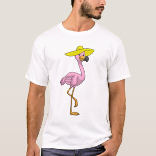 Flamingo op strand met Pet T-shirt