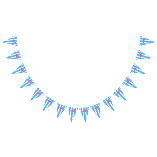 Flamingo op vlaggen van blauwe strepen van caribis vlaggetjes (Alle)