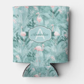 Flamingo Orchid Tropical Pattern Blauwgroen ID868 Blikjeskoeler (Voorkant)