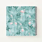 Flamingo Orchid Tropical Pattern Blauwgroen ID868 Notitieboek (Achterkant)