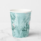 Flamingo Orchid Tropical Pattern Blauwgroen ID868 Papieren Bekers (Rechts)