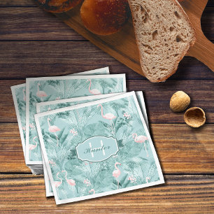 Flamingo Orchid Tropical Pattern Blauwgroen ID868 Servet
