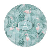 Flamingo Orchid Tropical Pattern Blauwgroen ID868 Snijplank (Voorkant)