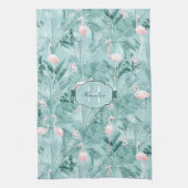 Flamingo Orchid Tropical Pattern Blauwgroen ID868 Theedoek (Verticaal)