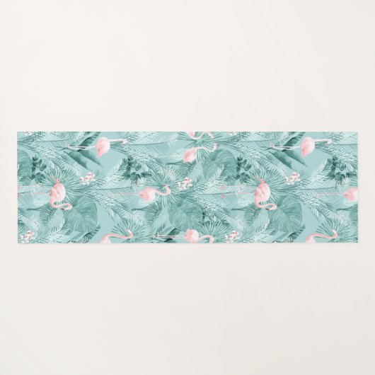 Flamingo Orchid Tropical Pattern Blauwgroen ID868 Yogamat (Achterkant (horizontaal))