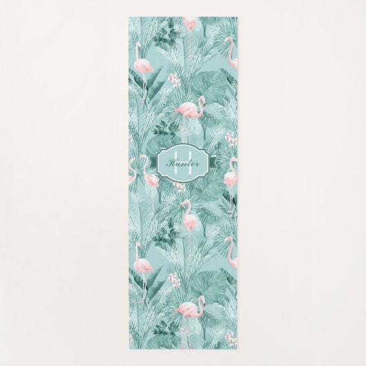 Flamingo Orchid Tropical Pattern Blauwgroen ID868 Yogamat (Voorkant)