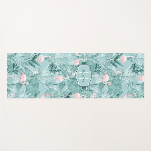 Flamingo Orchid Tropical Pattern Blauwgroen ID868 Yogamat (Voorkant (horizontaal))