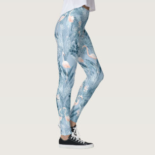 Flamingo Orchid Tropical Pattern Blue ID868 Leggings