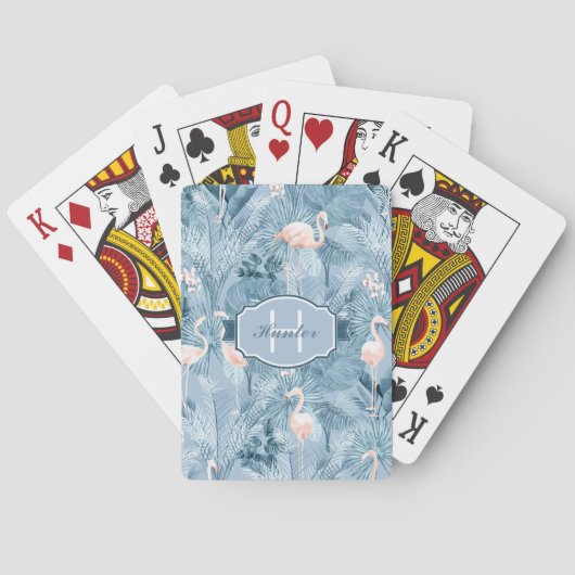 Flamingo Orchid Tropical Pattern Blue ID868 Pokerkaarten (Achterkant)
