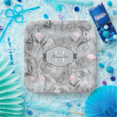 Flamingo Orchid Tropical Pattern Grey ID868 Papieren Bordje (Feest)
