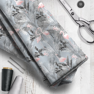 Flamingo Orchid Tropical Pattern Grey ID868 Stof