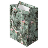 Flamingo Orchid Tropical Pattern Sage ID868 Medium Cadeauzakje (Voorkant Gekanteld)