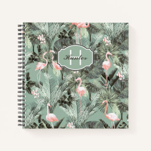 Flamingo Orchid Tropical Pattern Sage ID868 Notitieboek