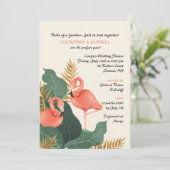 Flamingo paar koppels douche uitnodiging (Staand voorkant)
