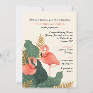 Flamingo paar koppels douche uitnodiging