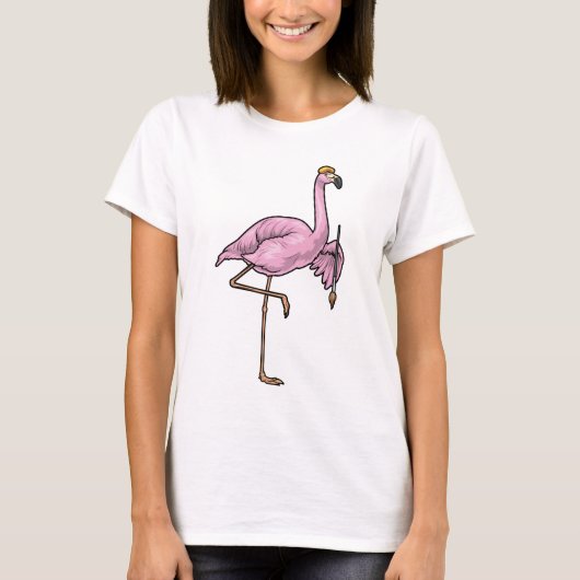 Flamingo Painter Paint penseel Schilderen T-shirt (Voorkant)