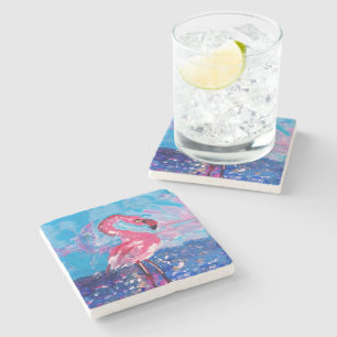 Flamingo Painting Stenen Onderzetter