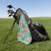 Flamingo Palm Tree Burlap Kijk uit Golfhanddoek (Groen)