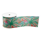 Flamingo Palm Tree Burlap Kijk uit Lint (Spoel)