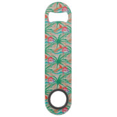 Flamingo Palm Tree Burlap Kijk uit Speed Flessenopener (Achterkant)