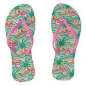Flamingo Palm Tree Burlap Kijk uit Teenslippers (Voetbed)