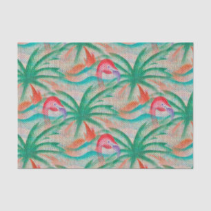 Flamingo Palm Tree Burlap Kijk uit Tissuepapier