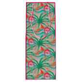 Flamingo Palm Tree Burlap Kijk uit Wijn Cadeautas (Achterkant)