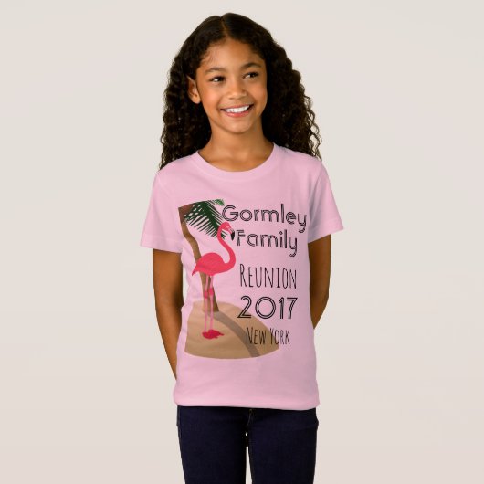 Flamingo Palm Tree Tropical Family Reunion Girls T-shirt (Voorkant volledig)