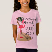 Flamingo Palm Tree Tropical Family Reunion Girls T-shirt (Voorkant)