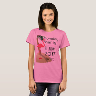 Flamingo Palm Tree Tropical Family Reunion Vrouwen T-shirt