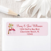 Flamingo Palm Trees Waterverf Kerstmis Return Etiket (Insitu)