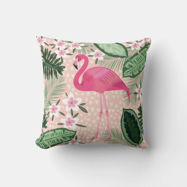Flamingo, palmbomen, keukenontwerp kussen (Voorkant)