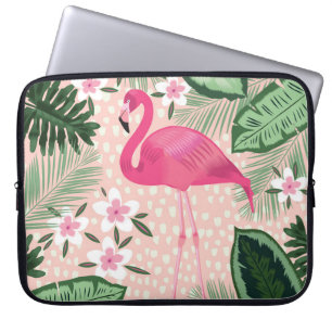 Flamingo, palmbomen, keukenontwerp laptop sleeve