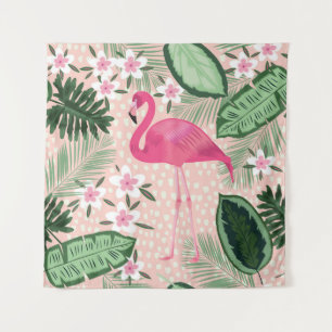 Flamingo, palmbomen, keukenontwerp wandkleed