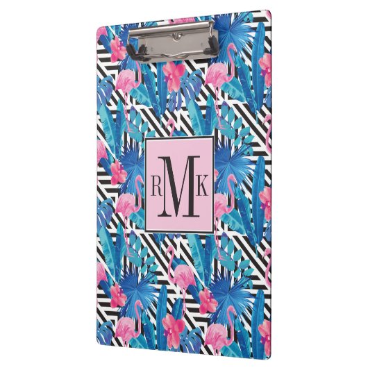 Flamingo & Palms op Geometrisch Patroon Klembord (Links)