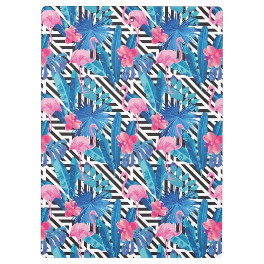 Flamingo & Palms op Geometrisch Patroon Klembord (Achterkant)