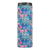 Flamingo & Palms op Geometrisch Patroon Thermosbeker (Achterkant)