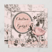Flamingo Paradise Wedding Kaart (Voorkant / Achterkant)