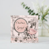 Flamingo Paradise Wedding Kaart (Staand voorkant)