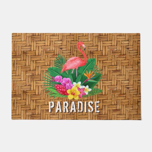 Flamingo Paradise Wicker Print Deurmat (Voorkant)