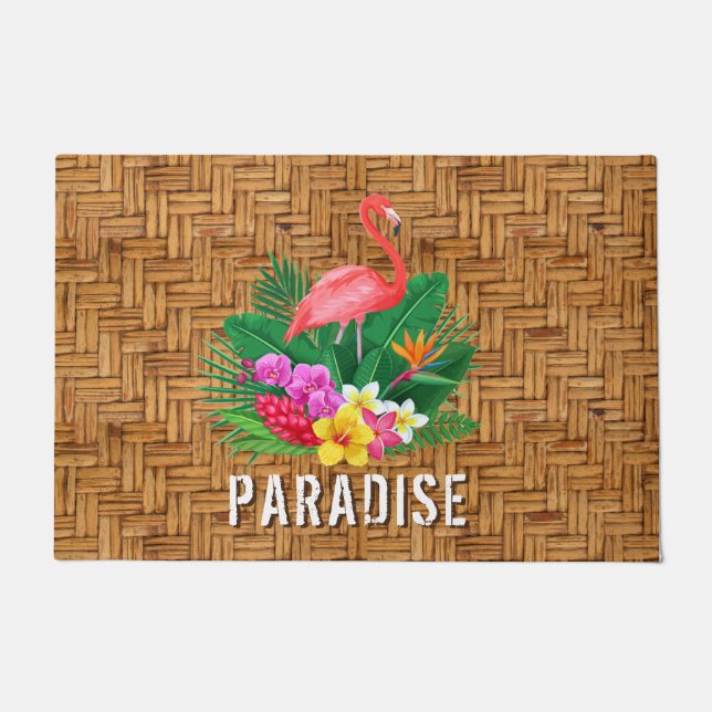 Flamingo Paradise Wicker Print Deurmat (Voorkant)