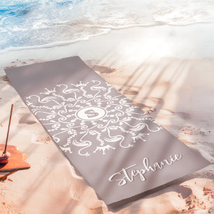 Flamingo Parel Mandala Monogram Lavendel Strandsti Yogamat