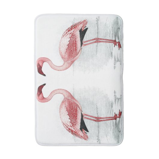 FLAMINGO PARK 2 Roze Flamingos Bath Mat (Voorkant Verticaal)