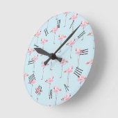 FLAMINGO PARK BLUE Round Wall Clock Ronde Klok (Hoek)
