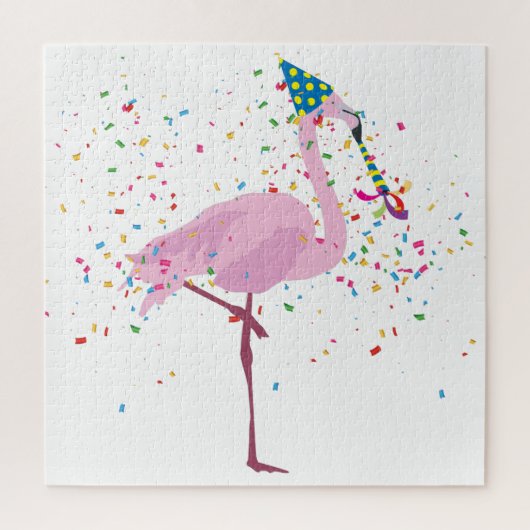 Flamingo Parting - Dieren met een partij Legpuzzel (Verticaal)