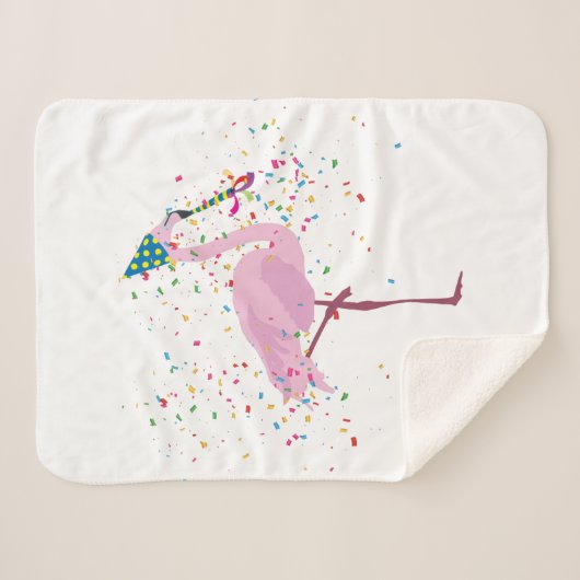 Flamingo Parting - Dieren met een partij Sherpa Deken (Voorkant (horizontaal))