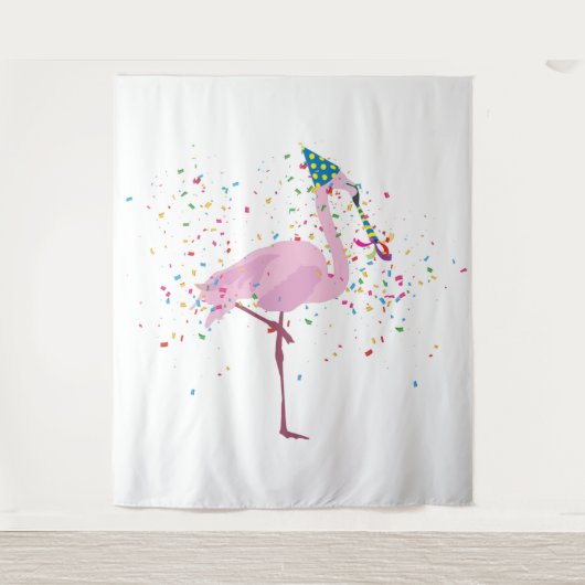 Flamingo Parting - Dieren met een partij Wandkleed (Voorkant)